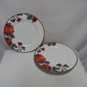 Ciroa Pumpkin Autumn Fall Thanksgiving Holiday Dinner Plate Set 6 Porcelain 11"
